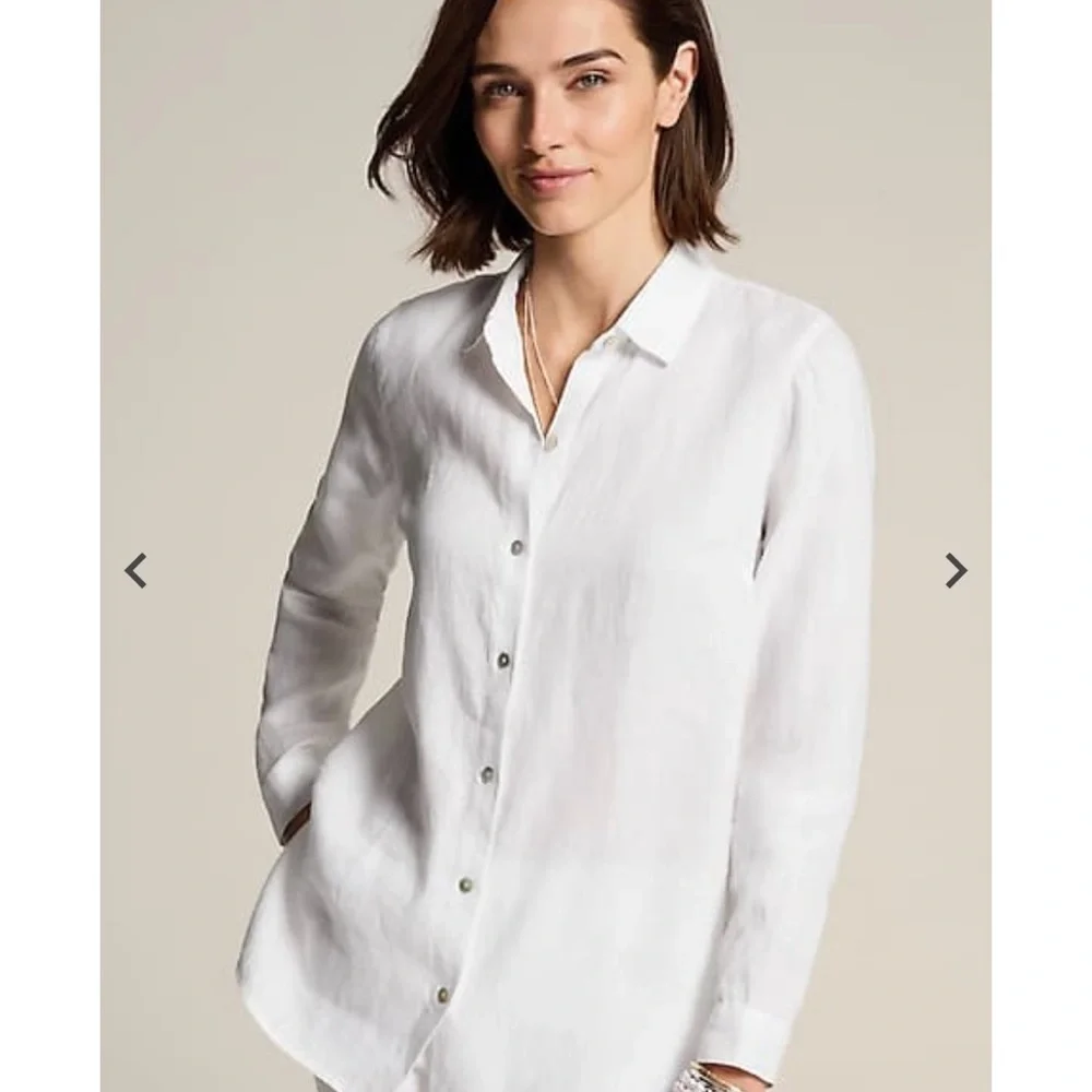 Vince Classic White linen blend Button-Up Shirt size M - Picture 15 of 16